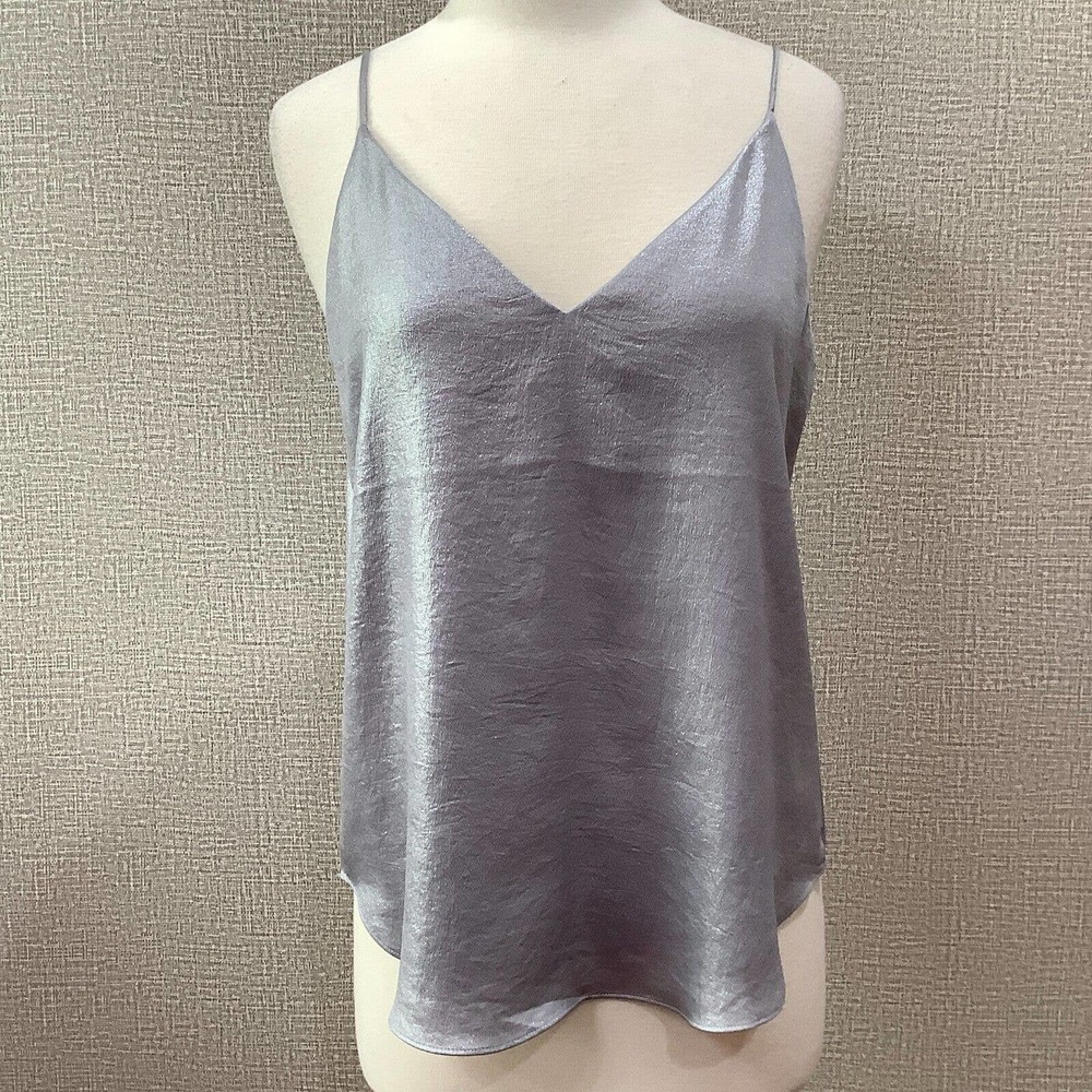 NWT Express Silver Sleeveless Evening Cami Top sz M Metallic Grey